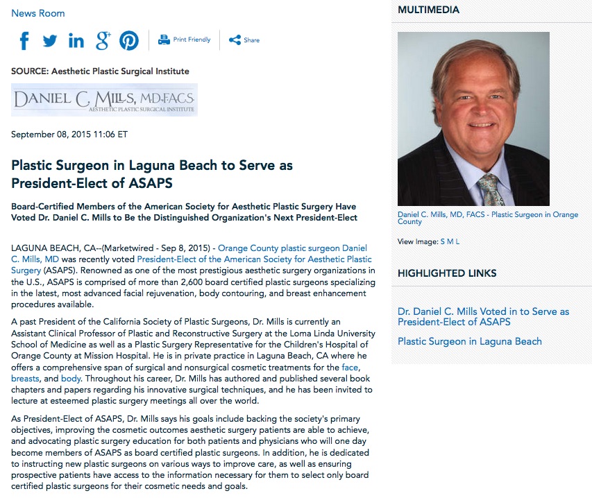 Plastic Surgeon in Laguna Beach to Serve as President