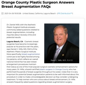 Orange County plastic surgeon Daniel Mills, MD, FACS answers frequently asked questions about breast augmentation.